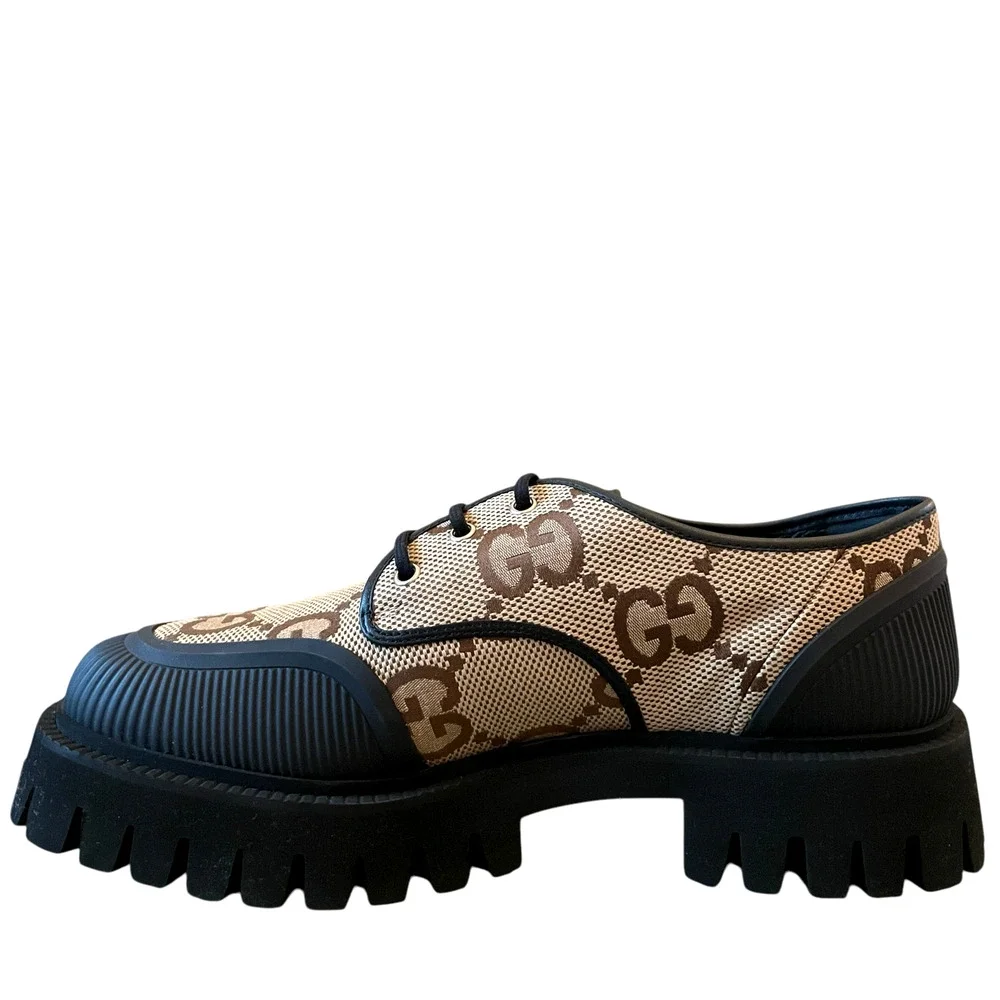 Gucci Maxi GG Supreme Shoes Camel Ebony Canvas Chunky Men's 12| US 12.5 NEW - Picture 4 of 16